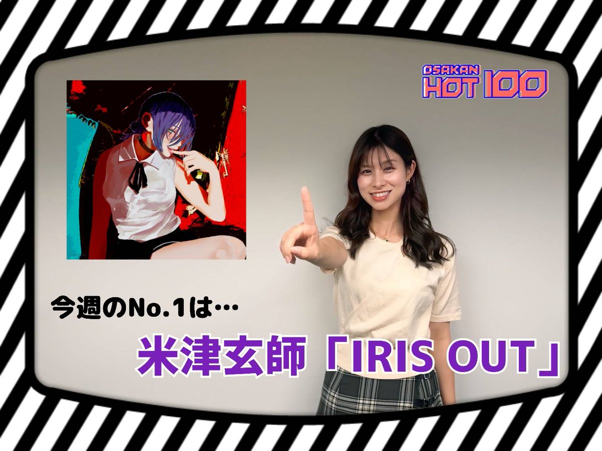 OSAKANHOT100's tweet image. ＼＼OSAKAN HOT100  10/5 TOP3🏅／／

No.1️⃣ IRIS OUT / #米津玄師  
 
No.2️⃣ Prema / #藤井風

No.3️⃣ 革命道中 / #アイナ・ジ・エンド

#FM802 #HOT802

@hachi_08 @reissuerecords 
@fujiikazestaff 
@aina_BiSH @aina_THEEND