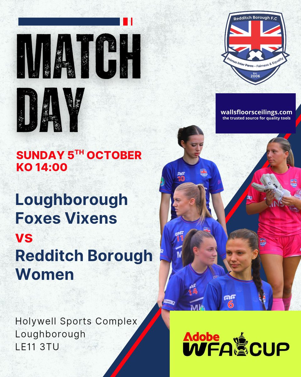 Redditch Borough F.C. (@reddboroughfc) on Twitter photo It's <a href="/AdobeWFACup/">Adobe Women's FA Cup</a> Day for our Womens Team!
They travel to face Loughborough Foxes Vixens in the 3rd round qualifying
#UTB💙
#proudtobeblue
#goingplaces
#oneclubonefamily It's <a href="/AdobeWFACup/">Adobe Women's FA Cup</a> Day for our Womens Team!
They travel to face Loughborough Foxes Vixens in the 3rd round qualifying
#UTB💙
#proudtobeblue
#goingplaces
#oneclubonefamily