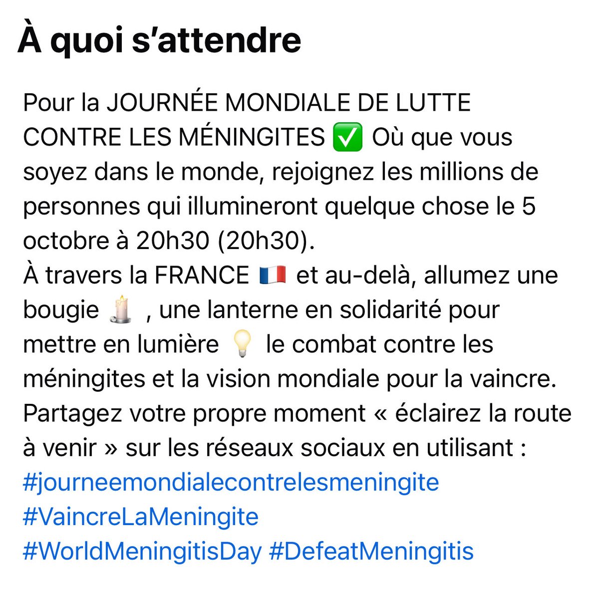 contremeningite's tweet photo. 💙💜💛 Journée Mondiale Meningites 💙💜💛 poster vos photos « éclairez la route contre les #meningites » https://t.co/Dsdht7GQHT