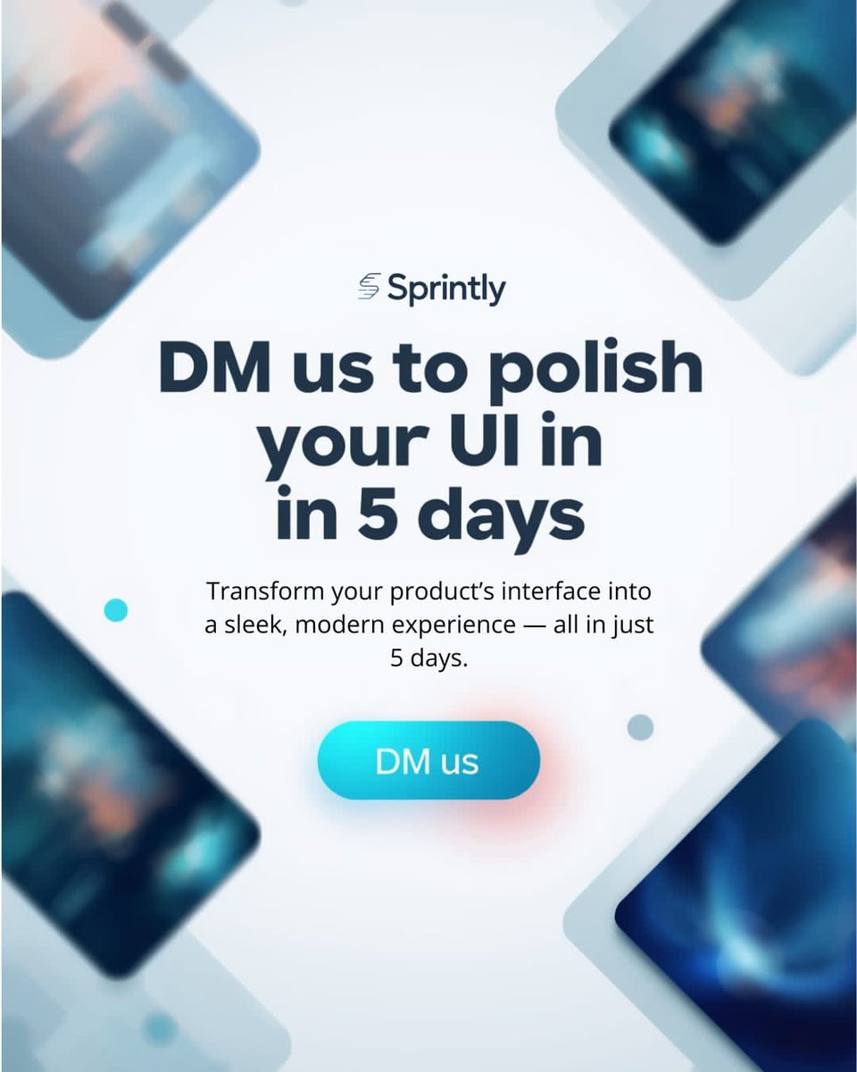SujalMalviya06's tweet image. Most startups waste weeks perfecting their UI.
We do it in 5 days — with clarity, precision &amp;amp; zero fluff.
🎯 Startup | SaaS | FinTech | EdTech | E-commerce
🚀 Sprintly UI — The 5-Day Design Sprint Agency for Startups.

👉 Let’s build your investor-ready UI
#UIDesign #DesignSprint