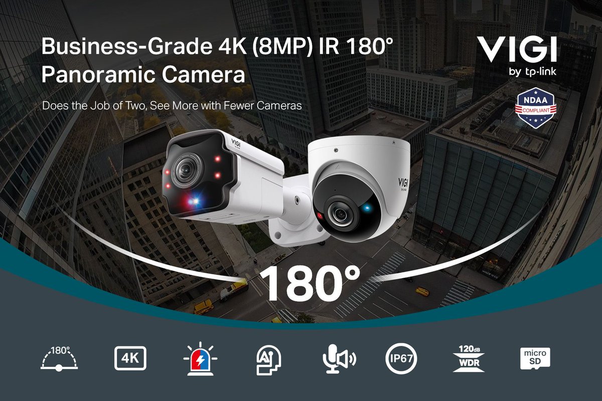 msdsolutionsksa's tweet image. Introducing VIGI’s first 180° single-lens panoramic camera with red-blue warning lights, designed to deliver an ultra-wide surveillance view.

Contact us via email at info@msd-solutions.net

#MSDSOLUTIONS #VIGI #Camera #TPLink #Surveillance #Efficiency