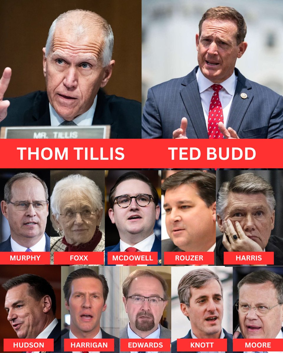 Every single one of these North Carolina politicians voted to shut down the federal government rather than allow the Affordable Care Act to continue operating, which will result in a doubling of everyone's health insurance premiums.

Note that, as members of Congress, every one