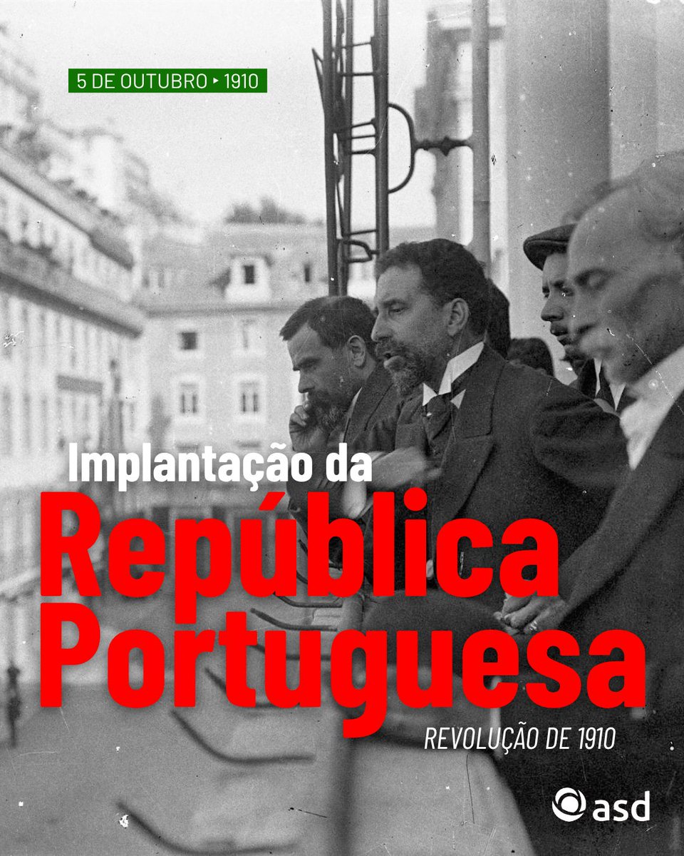 Pelas 9 horas da manhã, no dia 5 de outubro de 1910, foi proclamada em Lisboa a implantação da República Portuguesa.

Desgostosos com a monarquia, os revolucionários impuseram a sua vontade de mudança, obrigando a família real portuguesa ao exílio. +