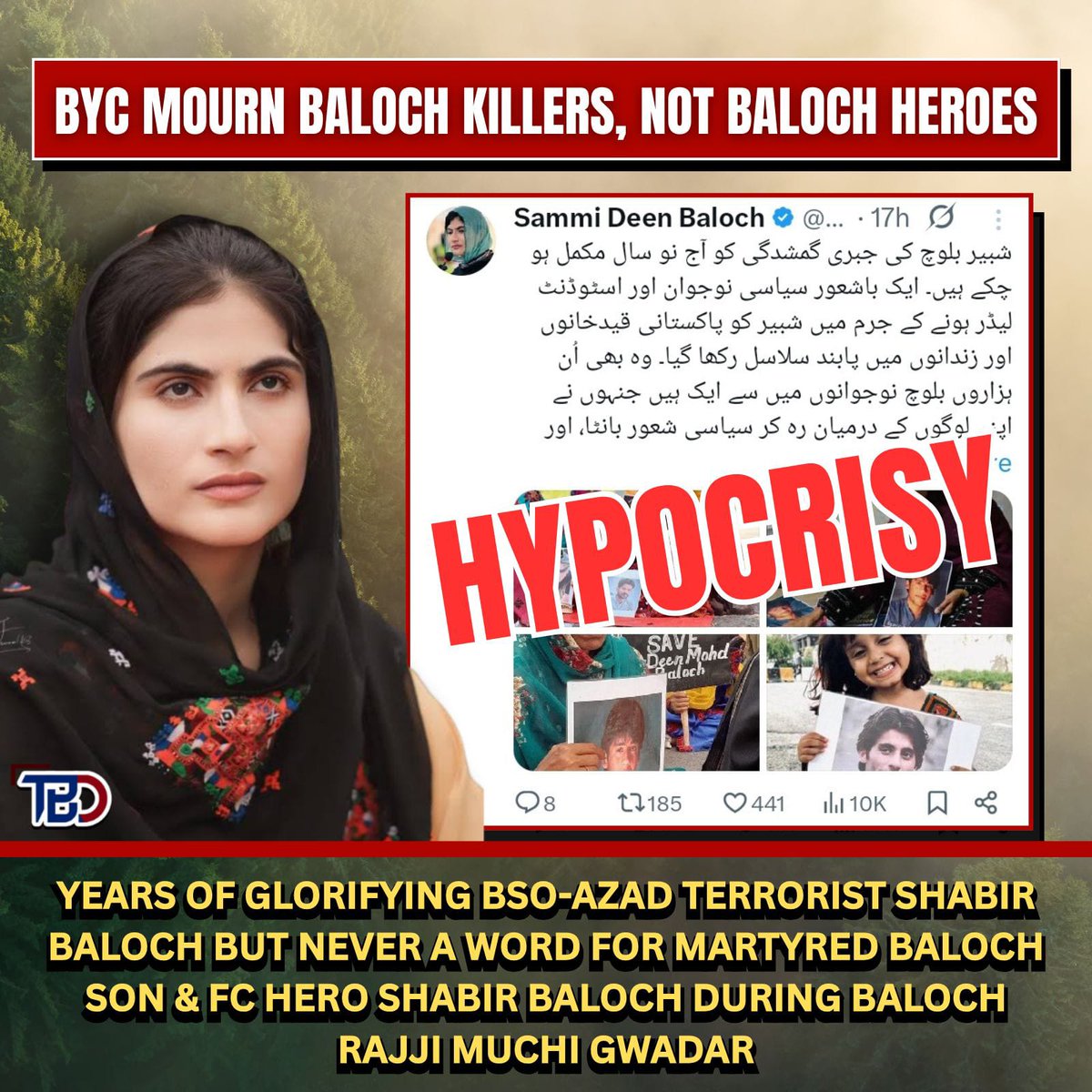 Bleed_GreenPK's tweet image. For nine years, #BYC has glorified terrorist Shabir Baloch as a rights activist, yet stayed silent on the martyrdom of #FC’s Shabir Baloch—killed by their own militants in the Rajji Muchi attack.
#VxCELINEPFW #LaCasaDeAaron #مقاطعة_هاف_مليون