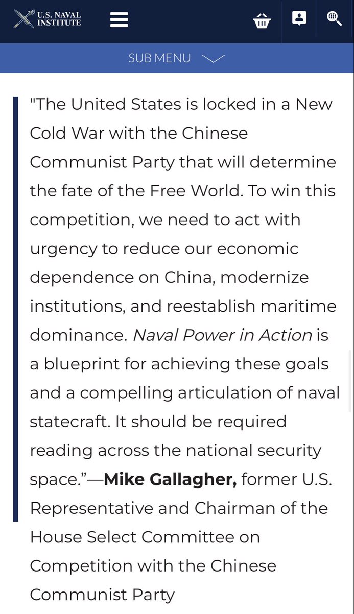 brentdsadler's tweet image. Naval Power in Action

Praise for a new book and its timeliness for action in today’s New Cold War. Former Congress member, Deputy National Security Adviser, and former Maritime Administrator all weigh in.

Check out the latest on how to prevent a war with China this decade,…