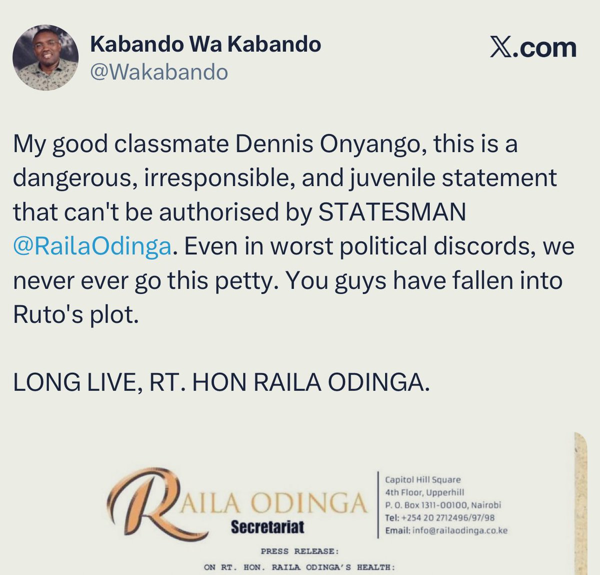 Perfectly said, Kabando Wa Kabando!