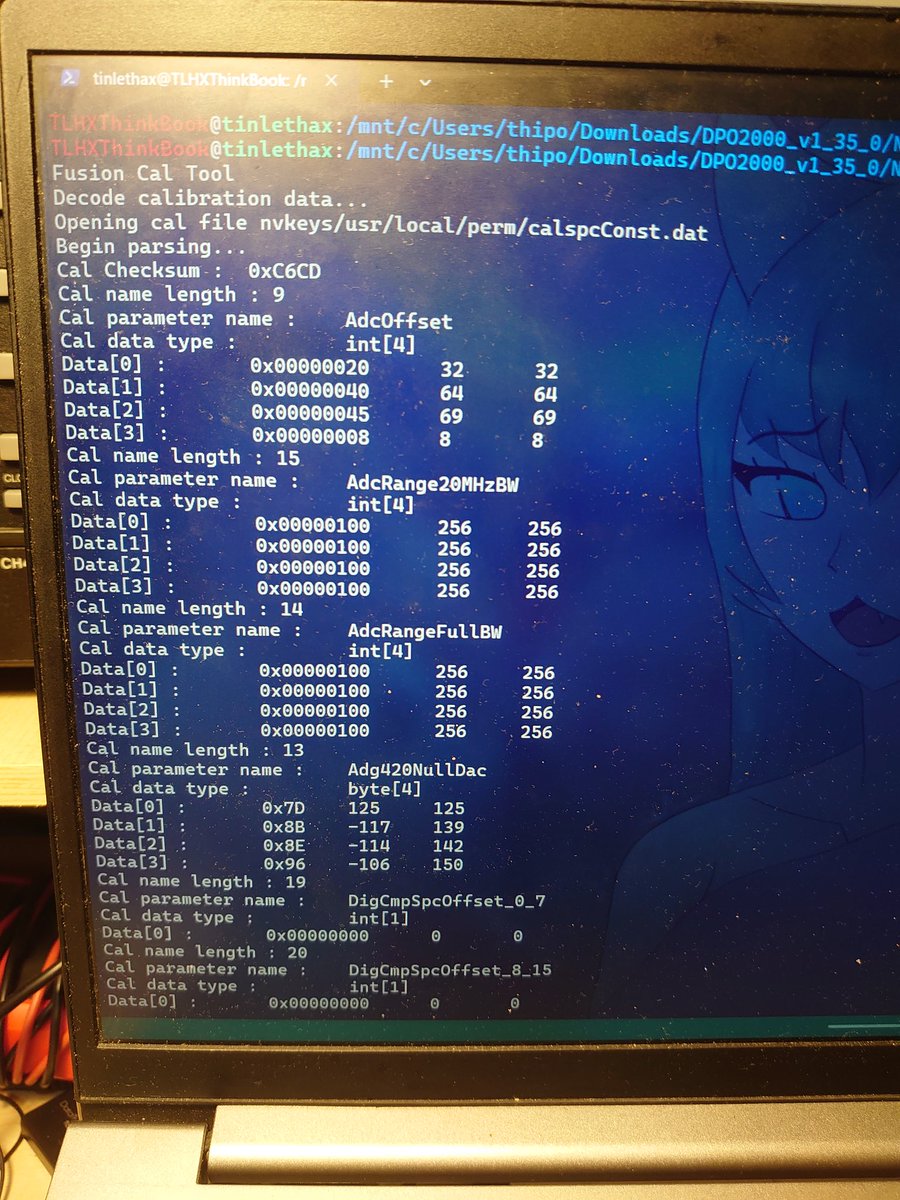 Tinlethax's tweet photo. I just wrote a C code to parse the #tektronix DPO2014 SPC calibration file in attempt to save my bricked DPO2014. Also will add feature to generates the missing factory cal so I can get 200MHz front end bandwidth! https://t.co/M6vnOp5y3v
