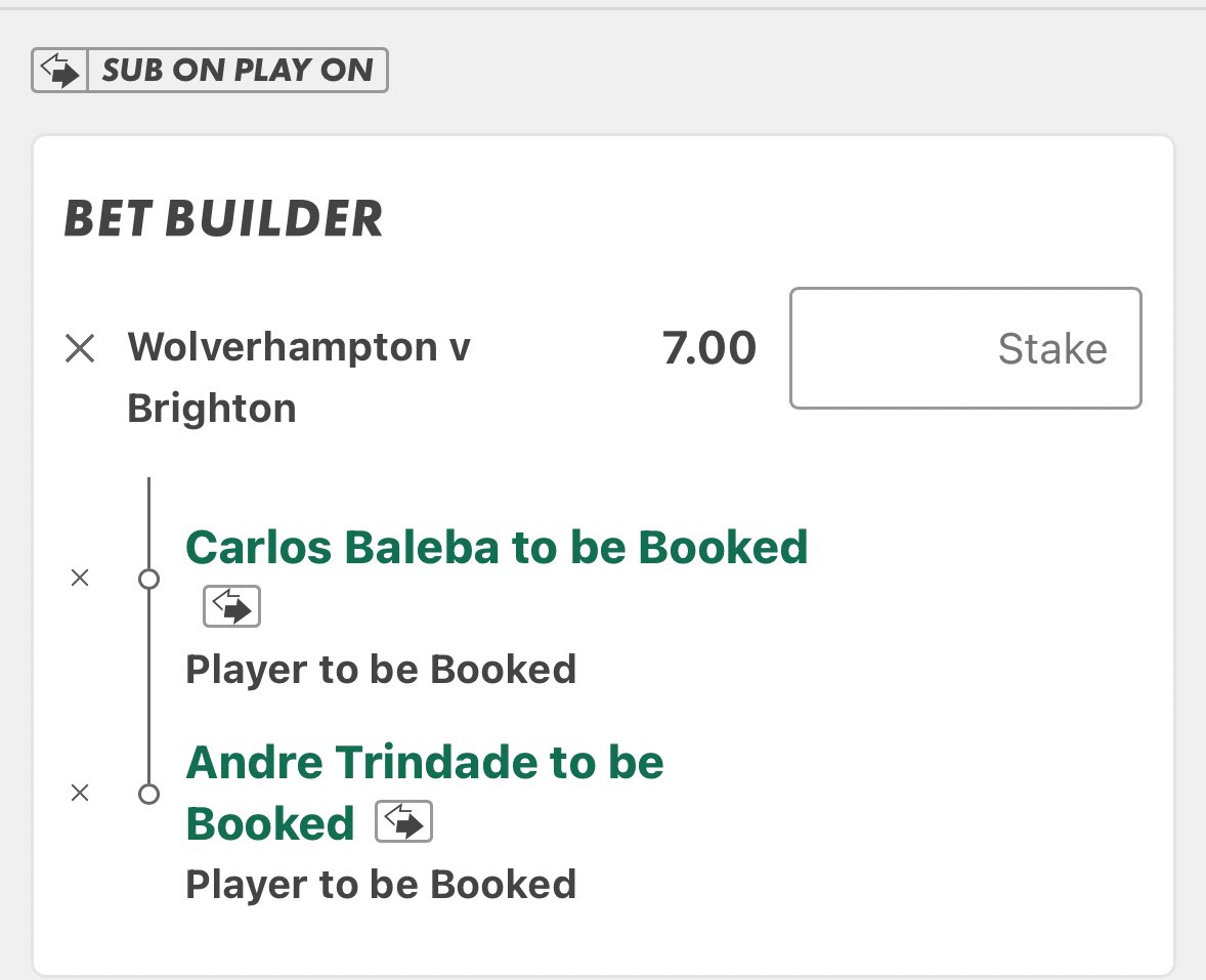 MCTIPSTERS's tweet image. WOLVES VS BRIGHTON BET BUILDERS⚽️🟨🟥

Good luck!🔞

#WOLBHA
#PremierLeague
#GamblingX