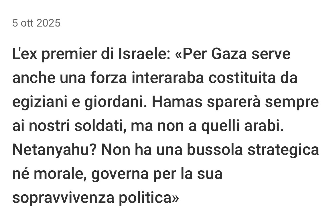 L’intervista a <a href="/barak_ehud/">אהוד ברק</a> di <a href="/GretaPrivitera/">greta privitera</a> dice che c’è un’altra Israele #daleggere corriere.it/esteri/25_otto…