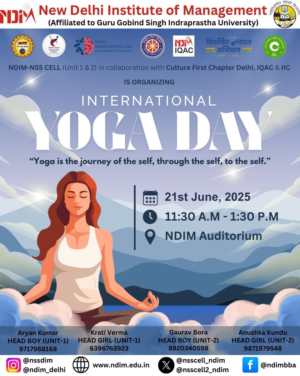 nsscell2_ndim's tweet photo. Yoga: a journey from chaos  to calm
NSS Cell of NDIM (Unit 1&amp;2) in collab with IQAC, IIC, and Culture first chapter Delhi, celebrated International Yoga Day
#Internationalyogaday #nssndim #culturefirstdelhi https://t.co/gVGX8ChNz3
