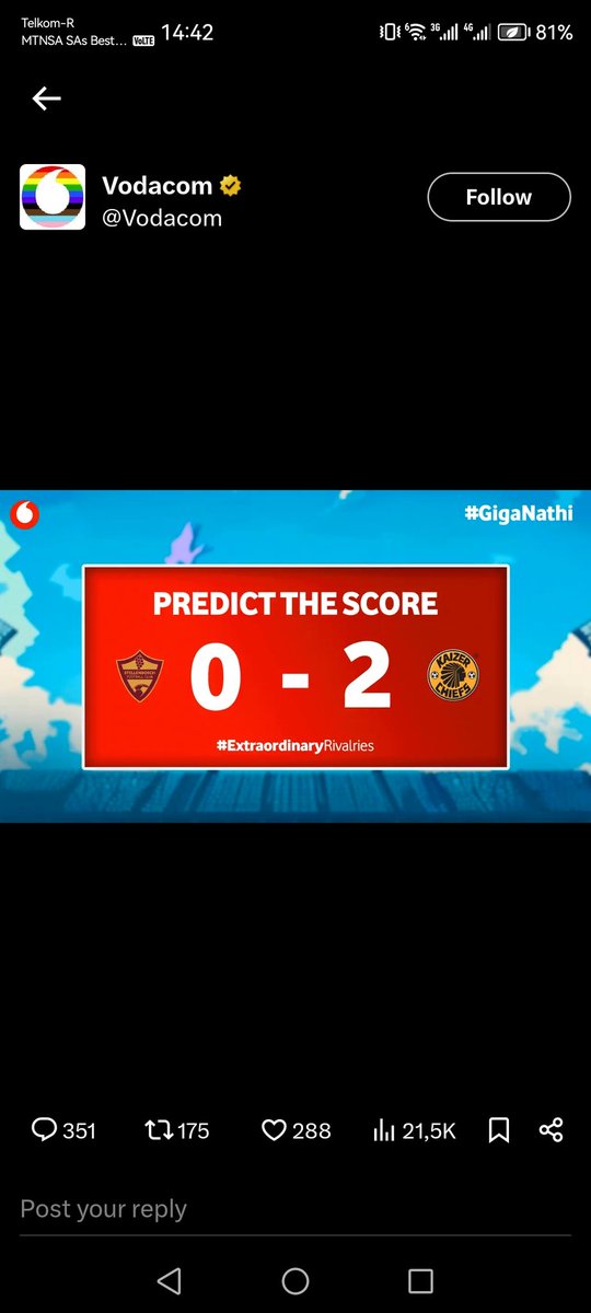 MphuloThePython's tweet photo. @Vodacom @KaizerChiefs @StellenboschFC https://t.co/oFwoNJJlLj