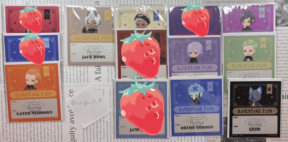 ツイステ ブレイジングジュエル バックステージパス風ステッカー
交換

【譲】
ケイト、ジャック、カリム、エペル、オルト、リリア、セベク、グリム

【求】
エース、マレウス（友人分）

郵送又は12.13現地手渡し可能◎
お気軽にお声掛けください🌷