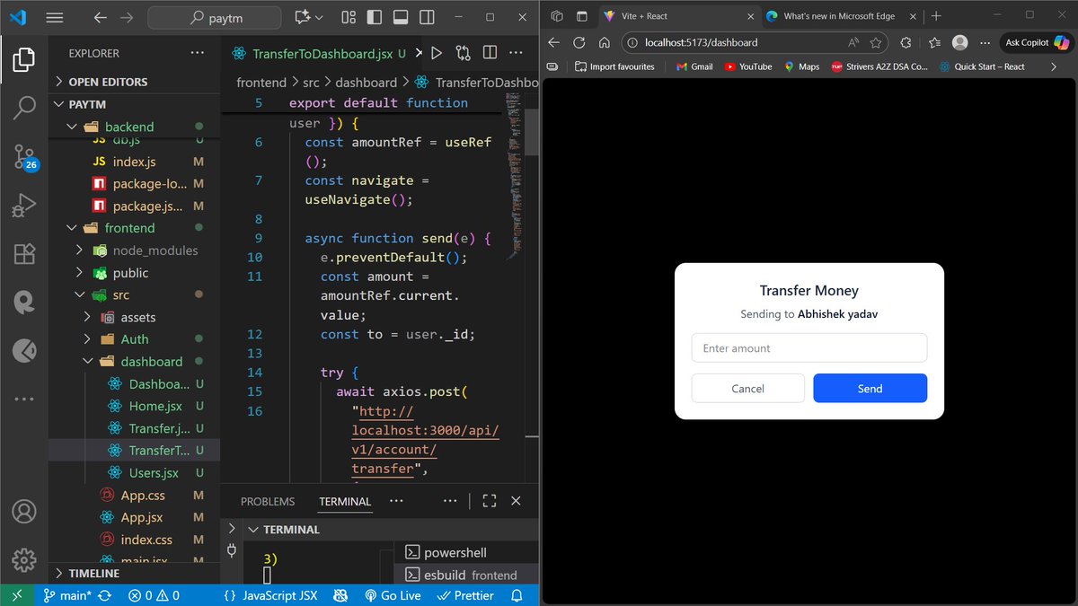NitinYa9919's tweet image. Day 57/100 of #100DaysOfCode 🚀
Today I tackled one of the most complex features in my payment app:
🔹 Direct Money Transfer by Username
Users can now search for a recipient by name, enter the amount, and send money instantly—no need for account numbers or extra steps.
#100xDevs