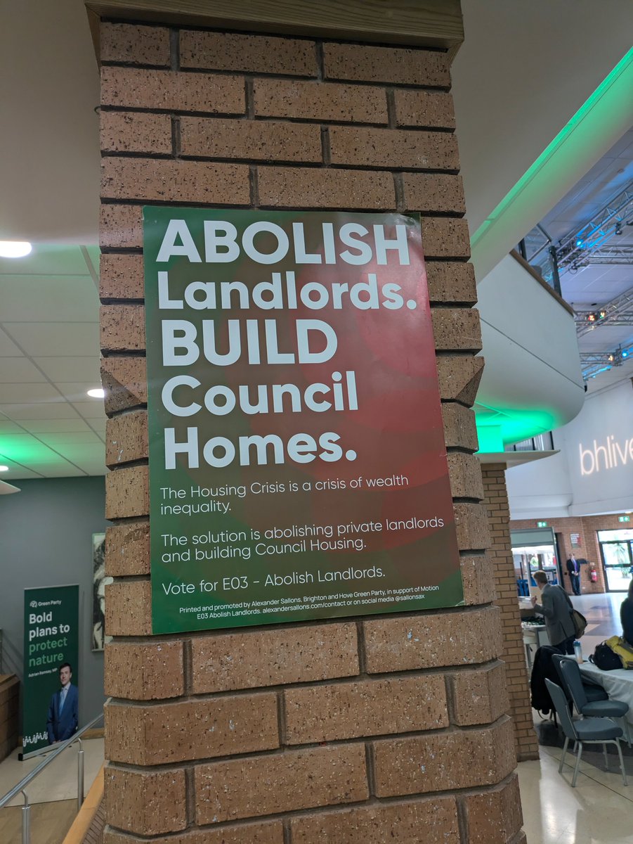 isaac_kh's tweet photo. The Green Party has just voted to make "Abolish Landlords" Party policy. Some concerns around the proactive name but passed almost unanimously https://t.co/ieU0JTtmYC