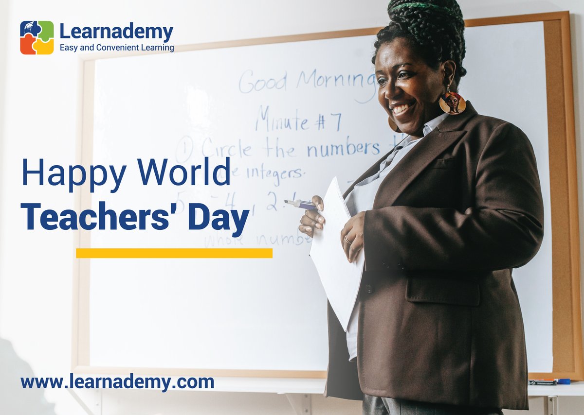 Learnademy's tweet image. To the heroes who work out of dedication, courage, love, and an honest desire to bring the best out of every learner, we celebrate you!

#HappyWorldTeachersDay
#QualityEducationForAll
#EasyAndConvenientLearning
#learnademy