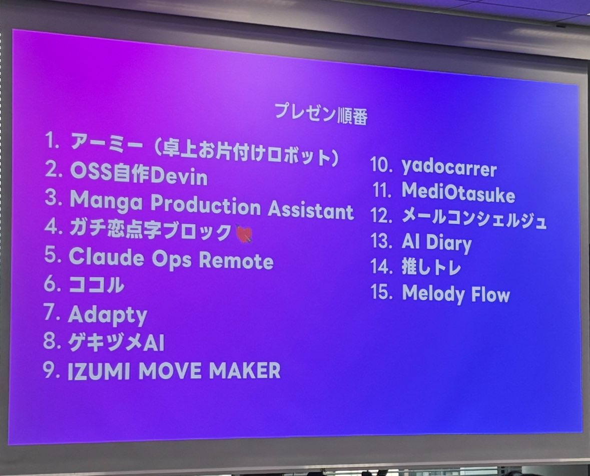 nutsnutsAI's tweet image. お疲れ様でしたっ
どれもレベルが高すぎて驚き！！
「メールコンシェルジュ」は残念ながら受賞はできなかったものの、使ってみたいと言う声もいただけたので本格的にプロダクトアウトへ🔥

#東京AI祭2025 #ハッカソン