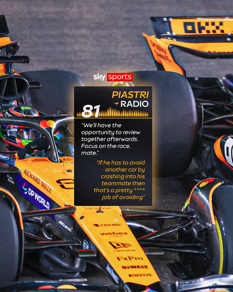 SkySportsF1's tweet image. Oscar Piastri is not happy with Lando Norris 😬