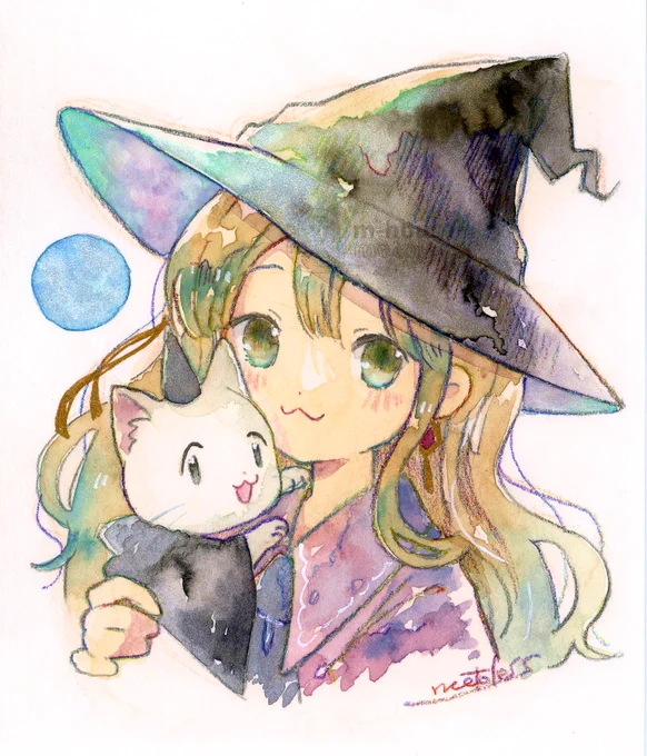 あと2日で満月だよ!晴れると良いね #透明水彩