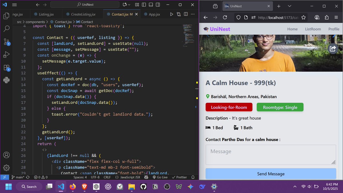 Parthodasm23's tweet image. Today i add listing information and landlord contact component in my UniNest Project #100DaysOfCode