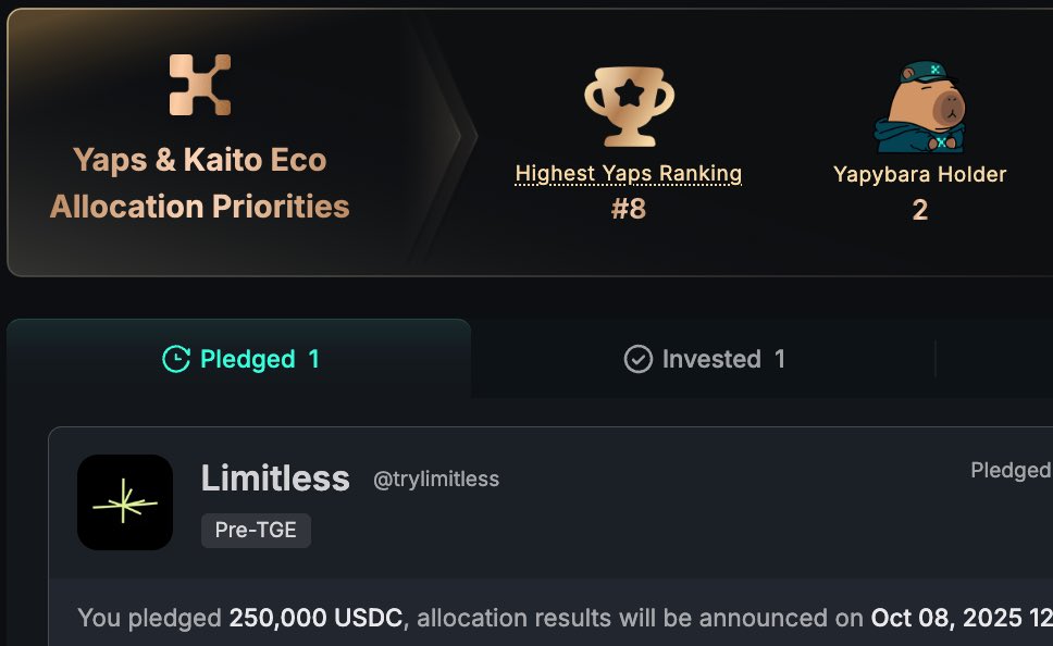 Max bidding <a href="/trylimitless/">Limitless</a> on <a href="/KaitoAI/">Kaito AI 🌊</a> + increased my sKAITO bag recently. Kaito yield is real