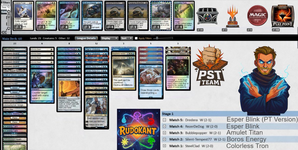 rudokant's tweet photo. Trophy time 🏆 with UW Control! 💙🤍
Still tuning the list but somehow winning while countering everything feels...”fair”😏
Deck’s been great vs the field and way too fun to put down🥰
What’s the deck you’re “trophy’ing” with right now?
LMK🫠
#MTG #UWControl
@fireshoes @bb155lm https://t.co/Wgtn48YlmJ