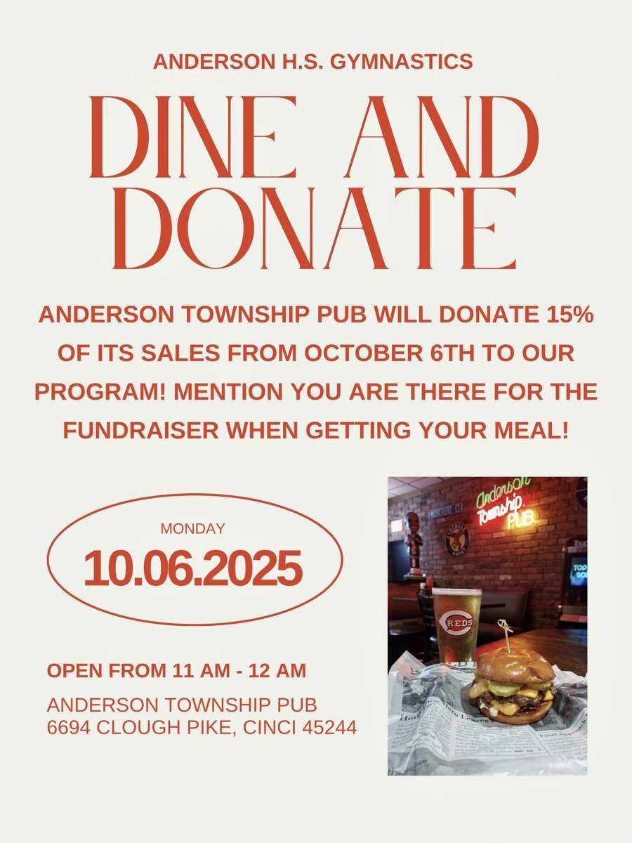 TOMORROW!!! Don’t forget to mention our program when getting your meal!!! Spread the word!!! <a href="/Boosters_AHS/">Anderson Athletic Boosters</a> <a href="/AHSRaptorsAD/">AHS Athletics</a> <a href="/AndersonRaptors/">Anderson High School</a> <a href="/FHSchools/">FHSD</a>