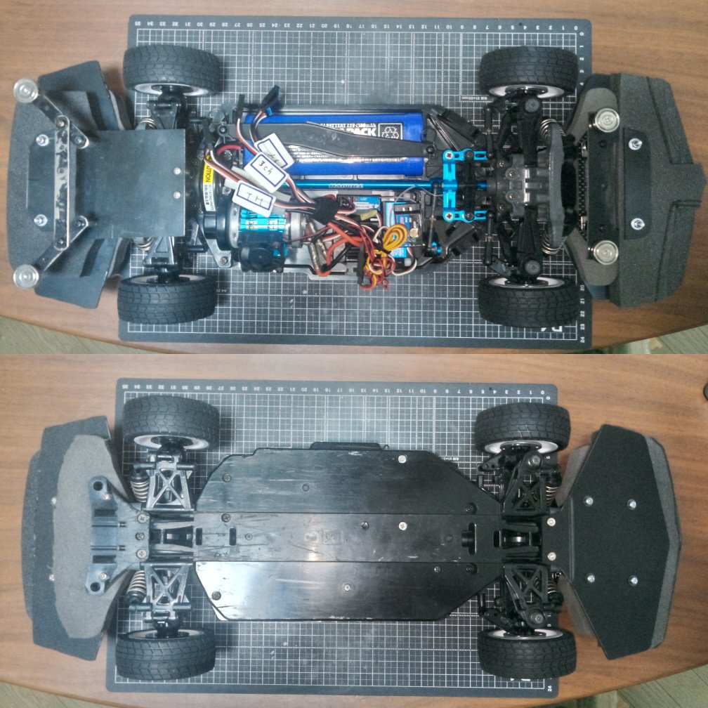 IG_RC_gunmetal's tweet image. #TT02 のバンパーを #ナイト2000 のボディに合わせて延長
前後ともカイダック板でベースを作り、ウレタンバンパーをカットして取り付けた
両面テープや接着だと剥がれる可能性があるため、本体と同じ上下のプレートによる挟み込みで固定

#Knight2000
#APlastics
#ラジコンマガジン