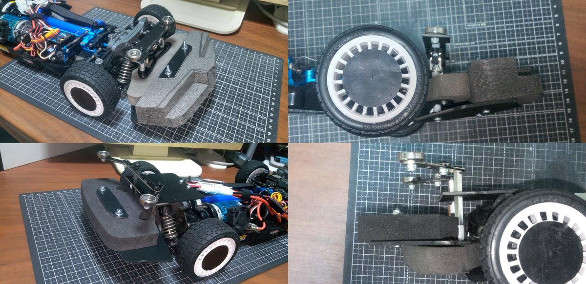 IG_RC_gunmetal's tweet image. #TT02 のバンパーを #ナイト2000 のボディに合わせて延長
前後ともカイダック板でベースを作り、ウレタンバンパーをカットして取り付けた
両面テープや接着だと剥がれる可能性があるため、本体と同じ上下のプレートによる挟み込みで固定

#Knight2000
#APlastics
#ラジコンマガジン