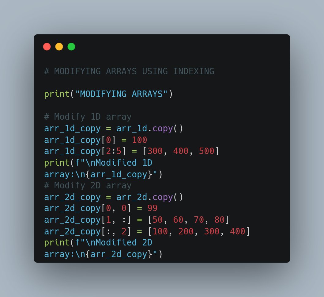 AlgoRhythmxx's tweet image. 🚀 Day 1/30: AI/ML Challenge

Today: NumPy Fundamentals
✅ ndarray objects
✅ Vectors &amp;amp; Matrices
✅ Indexing &amp;amp; Slicing
✅ Shape &amp;amp; dtype

Today&apos;s code highlights:1D (vector) and 2D (matrix) arrays. Access elements via indexing and slicing.
👇