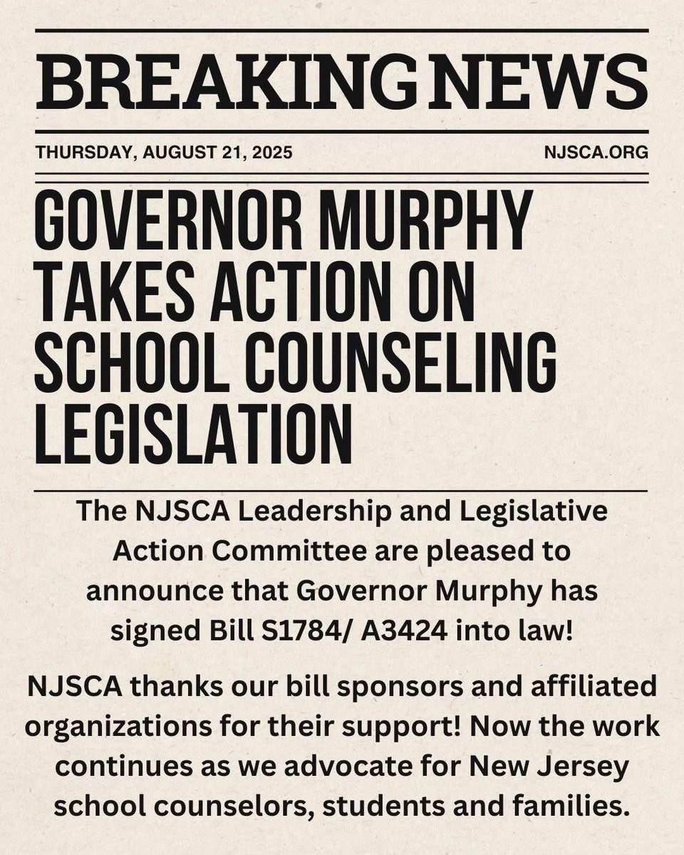It passed!

#newjersey #schoolcounselor #njsca #newjerseyschoolcohnselors #govmurphy #billpassed #itpassed #njlaw #laws