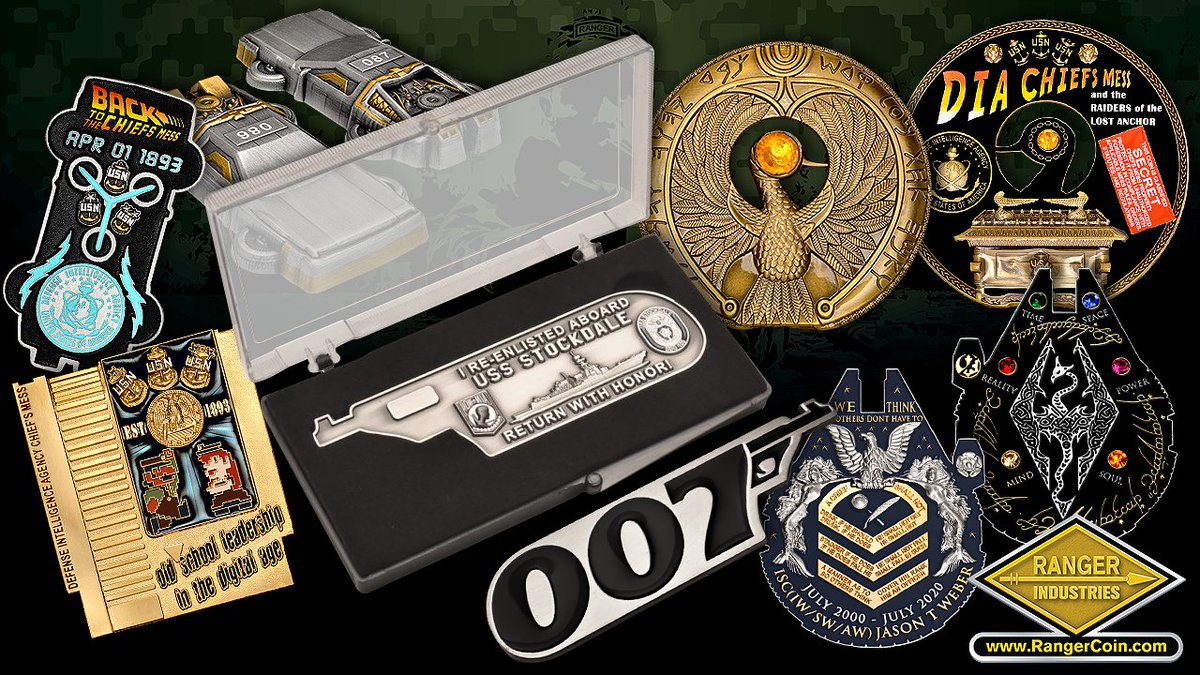 RangerCoin's tweet image. Many of our #NAVY clients love to reward their crews with custom #ChallengeCoins that often venture into highly creative pop-culture inspired territory - just make sure to ask for shaken &amp;amp; not stirred when in the Chief&apos;s Mess 🍸 #JamesBondDay