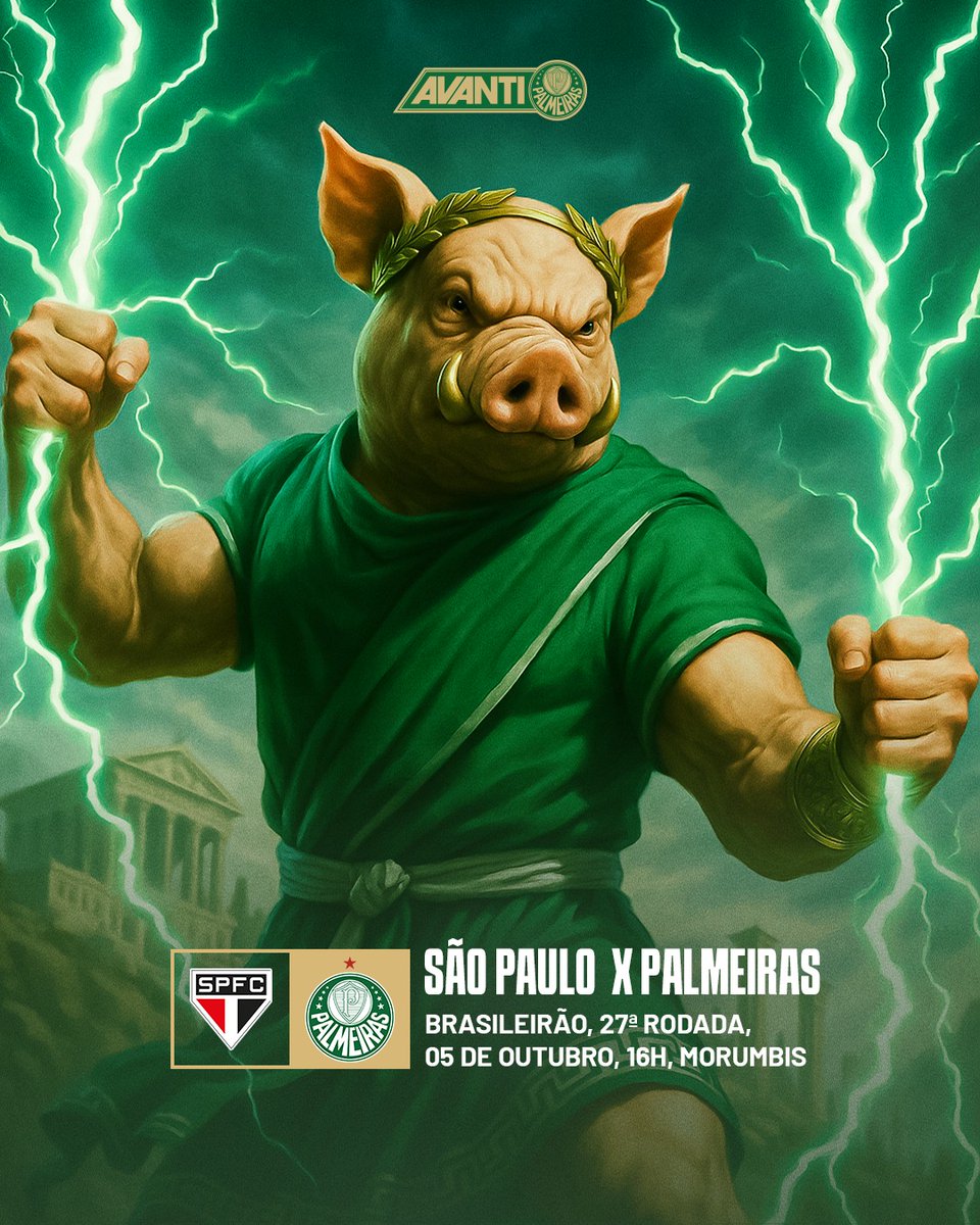 avantipalmeiras's tweet image. POR NOSSO ALVIVERDE INTEIRO, É DIA DE CHOQUE-REI ⚡👑

#DiaDePalmeiras, dia de clássico, dia de mostrar a força do ALVIVERDE IMPONENTE 🐷

#OPoderDoAvanti