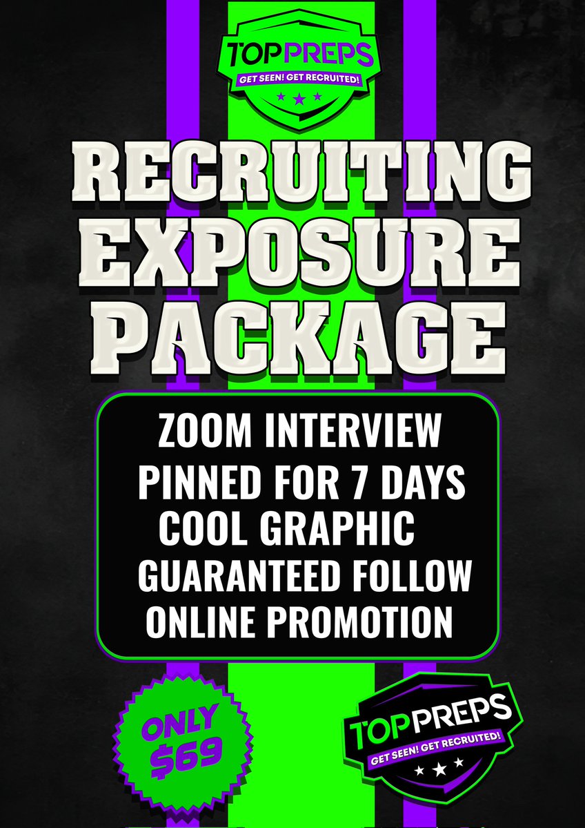 TopPreps's tweet image. THE RECRUITING EXPOSURE PACKAGE $69....