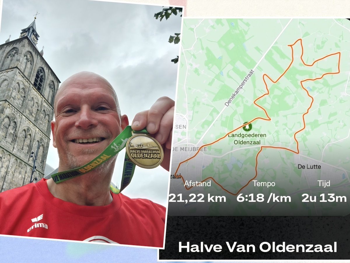 AntoonKD's tweet image. Ja, het is gelukt! En ook nog in de tijd waar ik op had gehoopt. Maar echt @loopmaatjes , wat was het zwaar!
#HMO #HalveVanOldenzaal
