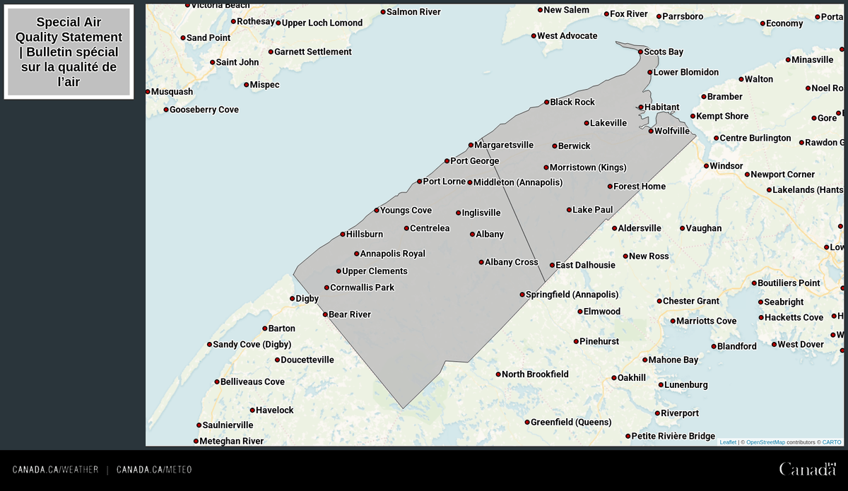ECCCWeatherNS's tweet image. Special Air Quality Statement continues for wildfires. #NSStorm