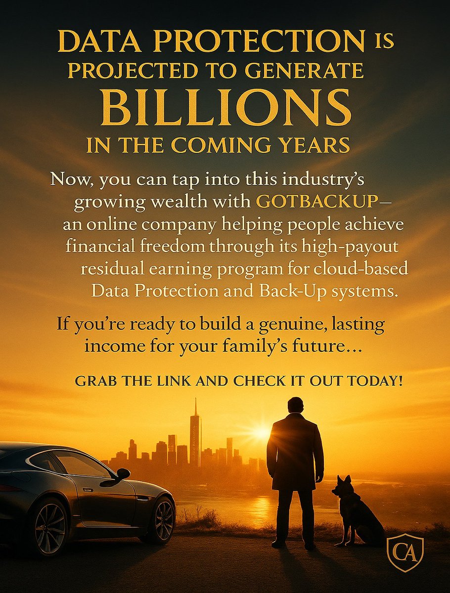 CliveAndersonUK's tweet image. Data protection is projected to generate billions.
Most will just watch it happen.
Some will profit from it.
If you’re ready to join the smart few —
see how GotBackUp is helping people earn from the digital world’s fastest-growing need.
#GotBackUp #OnlineIncome #FinancialFreedom