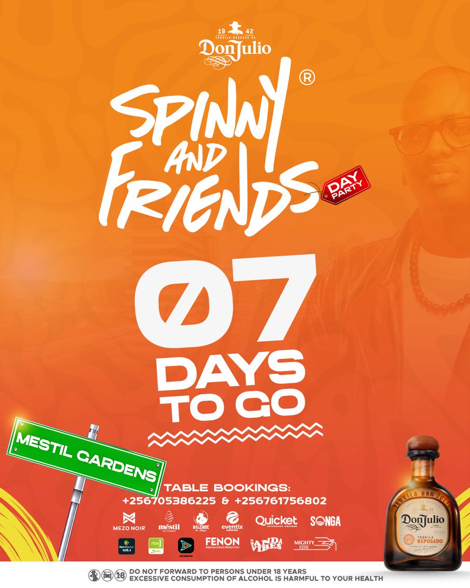 7 days to go! 😎Get your squad and let’s take over #SpinnyAndFriends.It’s looking HOT! 

🤝 Table Booking: 0705386225 | 0761756802  
👉🏻 Get your ticket on: qkt.io/Spinnynfriends 
📍: <a href="/MestilHotel/">Méstil Hotel & Residences</a> gardens 

#SpinnyAt10