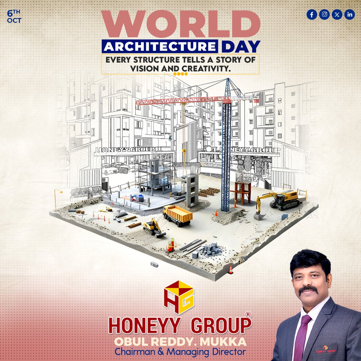 HoneyyGroup's tweet image. Here’s to the creators who build our cities and our future. Architecture is where science meets art. Happy World Architecture Day!

#WorldArchitectureDay #ArchitectureDay #DesignTheFuture  #CityMakers #FutureBuilders #HoneyyGroup  #Mukkaobulreddy #Obulreddymukka #MOR