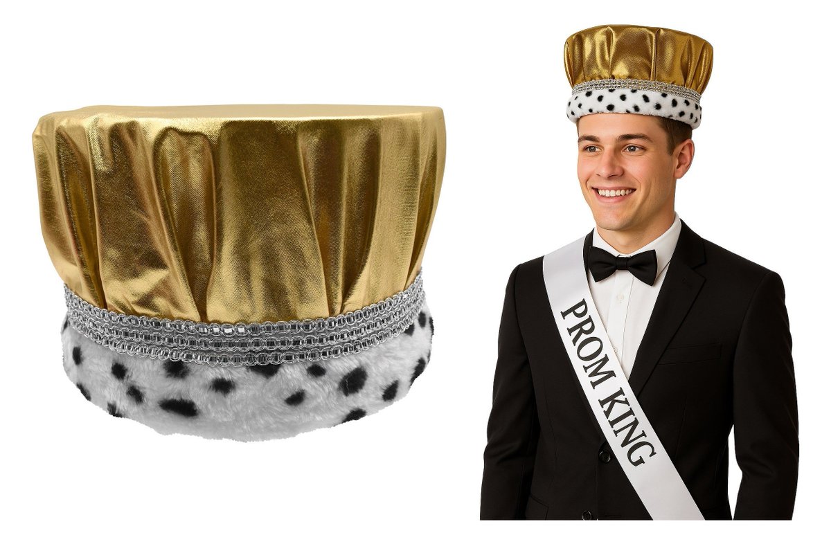 NickGrossi17's tweet image. 👑 Ready to reign supreme? Our Pop-Up Royal Crown Top Hat folds down for easy storage but pops up for maximum impact! Perfect for prom kings &amp;amp; queens, Halloween, cosplay &amp;amp; more. Choose your royal color and rule your next event! Check it out!✨

#PromKing #PromQueen #CostumeCrown