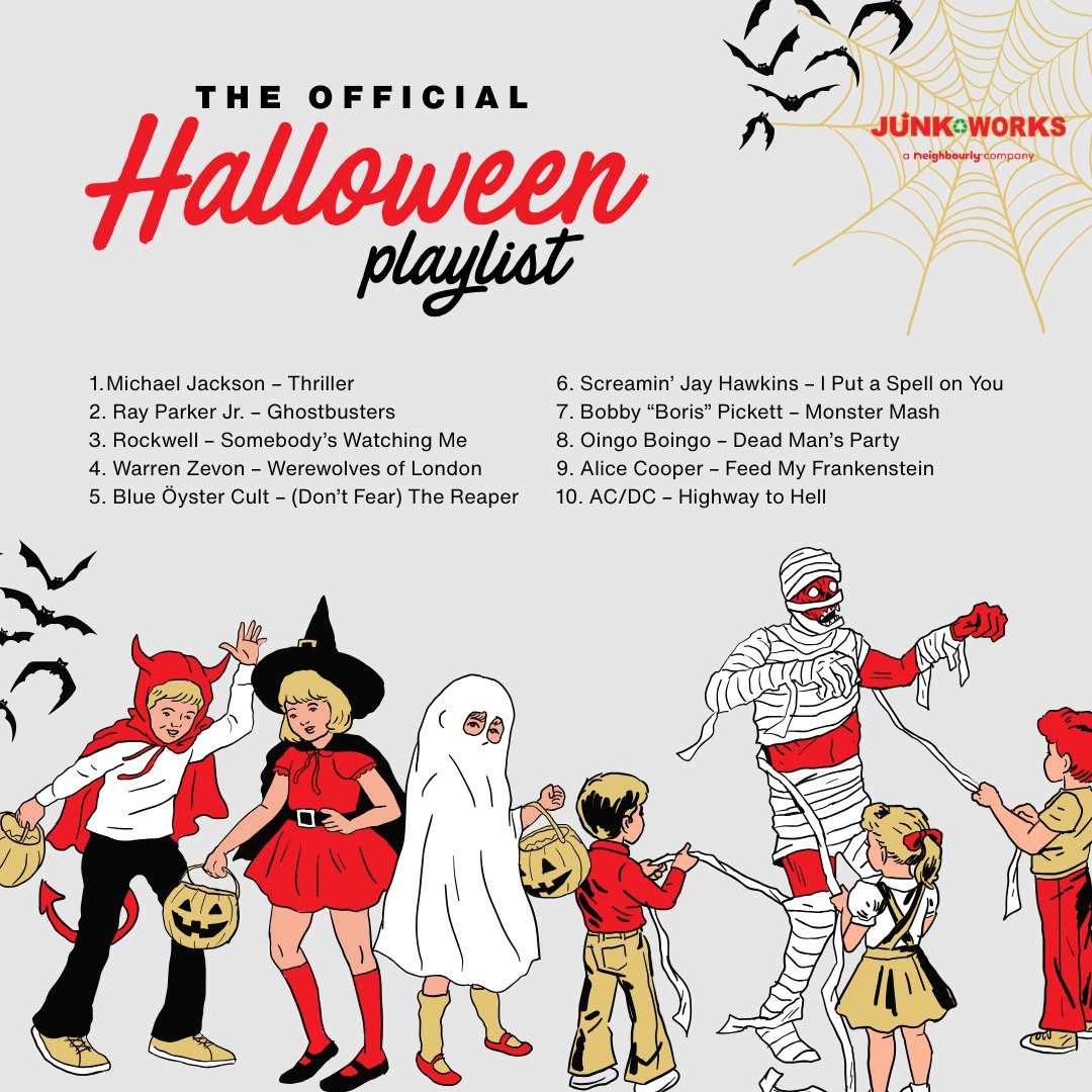 HalifaxJunk's tweet photo. Turn up the spooky vibes while you sweep away the cobwebs! 🎶 👻 The Junk Works Halifax official Halloween playlist is packed with monster jams, eerie classics, and just the right amount of creepy fun. Perfect for cleaning, decluttering, or hosting a haunted house of your own. https://t.co/2xaURkf1id