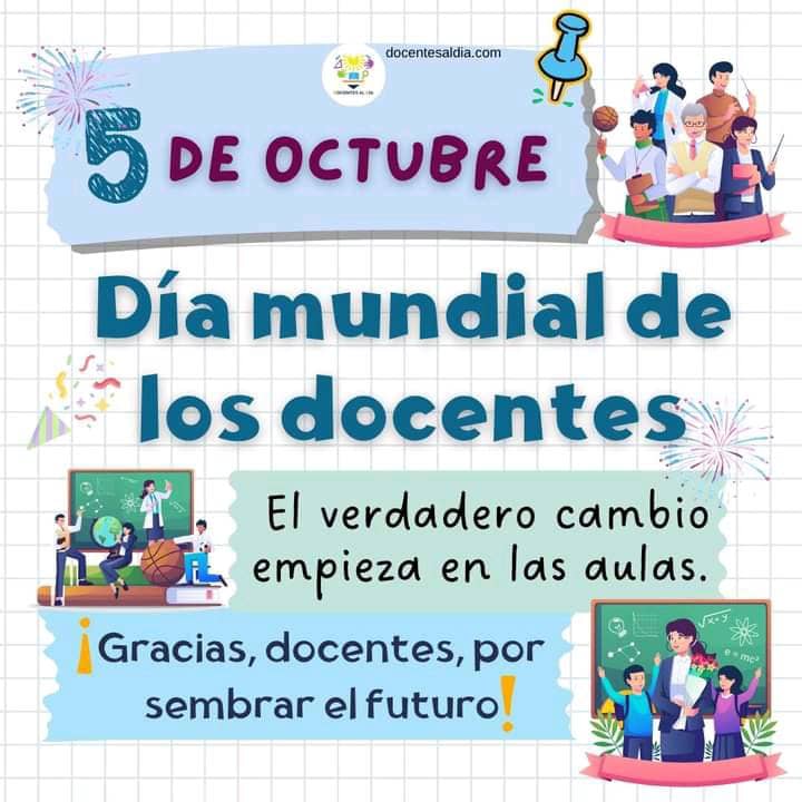 ¡Feliz Día Mundial de los Docentes! 🍎📚

En este día especial, queremos felicitar a todos los docentes que dedican su vida a esta noble profesión, ¡especialmente a nuestros profesores de la #UCMVC!

 🌟¡Gracias por inspirar, guiar y transformar vidas!