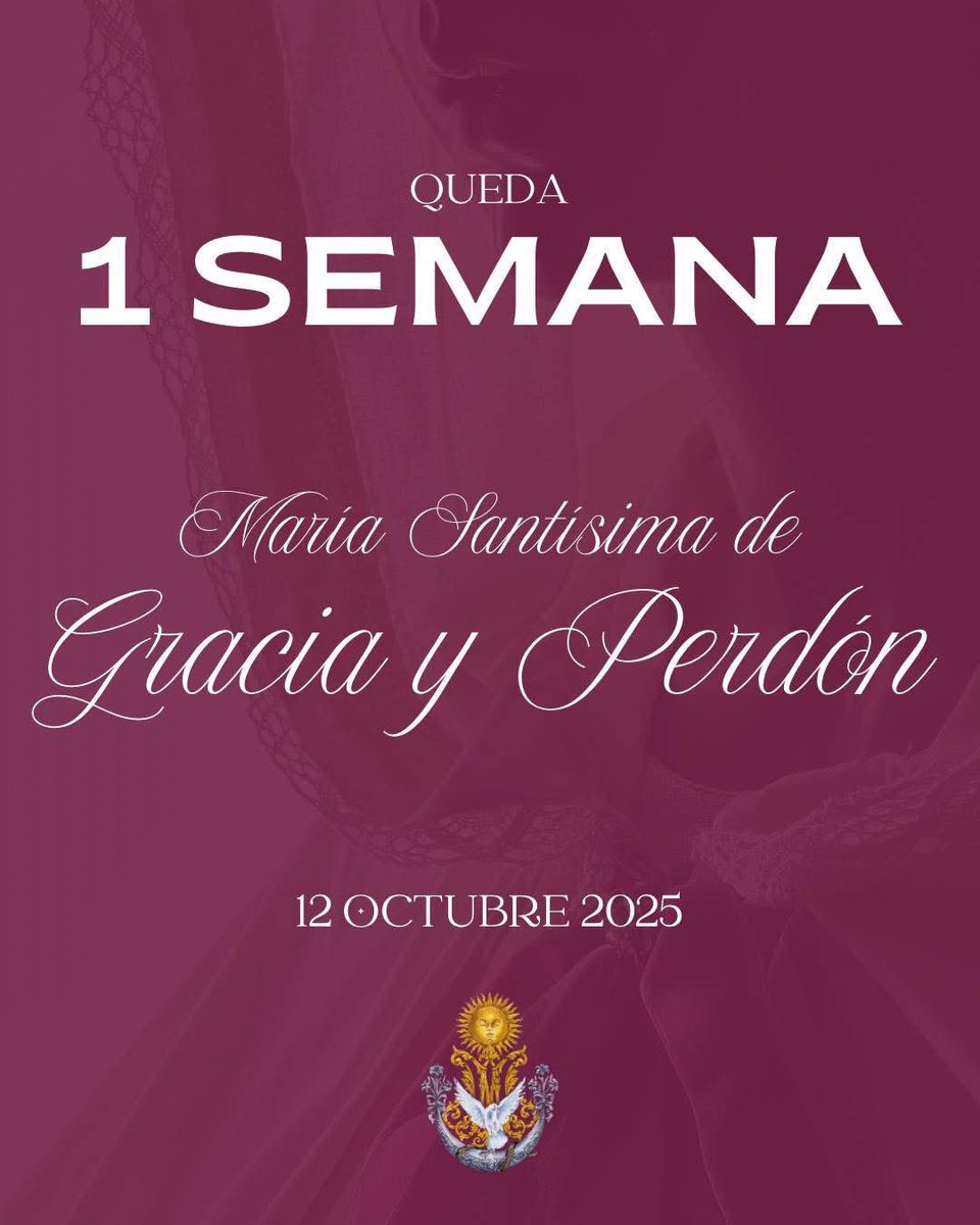 [CAMINO DE GRACIA]

Falta solo una semana para vivir un día muy esperado: la bendición de María Santísima de Gracia y Perdón, el 12 de octubre de 2025. Un momento de fe y emoción que quedará para siempre en la historia de nuestra Cofradía.

#GratiaPlena