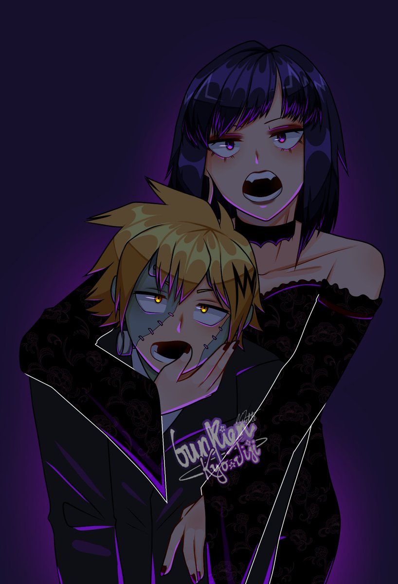 vampire and frankenstein for spooky season. 🦇⚡

#kamijirou #上耳
#BNHA #MHA