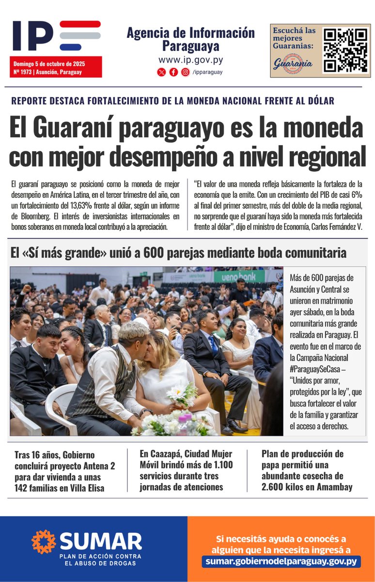 🥳 ¡Feliz Domingo!

💻 Compartimos los principales titulares de la Agencia.

👉 Toda la información la encontrás en ip.gov.py.