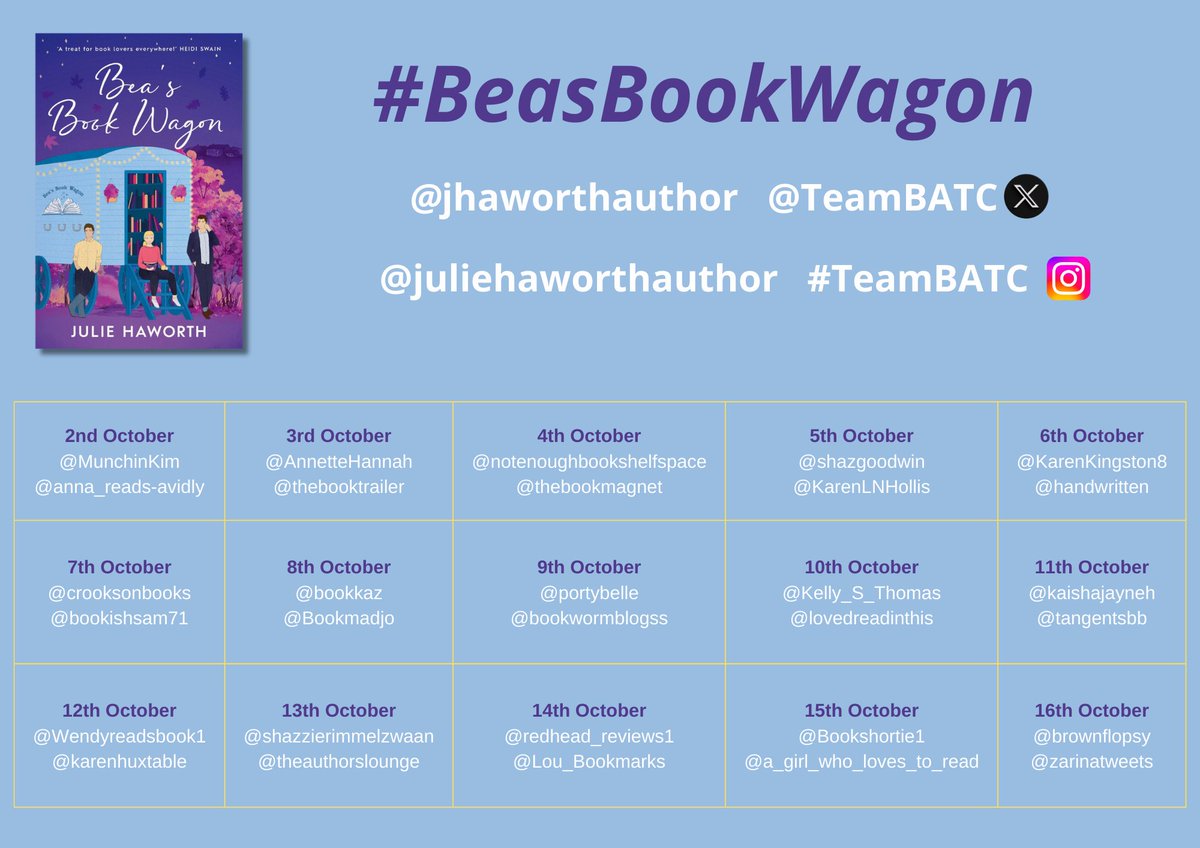 Loved returning to Blossom Heath in Julie Haworth’s #BeaBookWagon! 📚
A warm, uplifting story about courage, community &amp; finding your path.
Read my review 👉 jerasjamboree.co.uk/book-review-be…

#teambatc