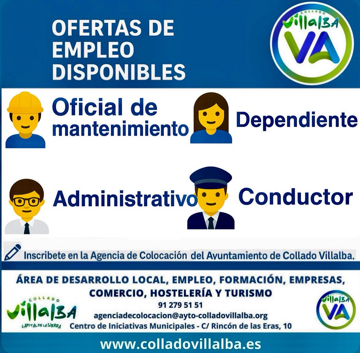 VillalbaActiva's tweet photo. 📢 ¡𝐒𝐄 𝐁𝐔𝐒𝐂𝐀 𝐏𝐄𝐑𝐒𝐎𝐍𝐀𝐋! 👉🏻La 𝐀𝐠𝐞𝐧𝐜𝐢𝐚 𝐝𝐞 𝐂𝐨𝐥𝐨𝐜𝐚𝐜𝐢𝐨́𝐧 𝐝𝐞 #𝐂𝐨𝐥𝐥𝐚𝐝𝐨𝐕𝐢𝐥𝐥𝐚𝐥𝐛𝐚 incorpora nuevos perfiles profesionales👩‍💼🙎‍♂️

✍️ Inscríbete: https://t.co/qTZxK4Hrl6

#Villalba #Empleo #OfertaTrabajo #Trabajo #OfertasLaborales #OfertaEmpleo https://t.co/QSpJsVRkTH
