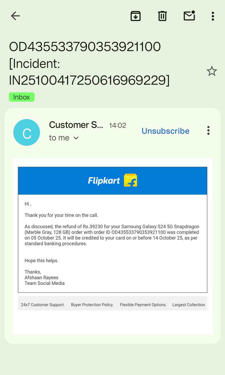 Nikhil24793's tweet photo. @flipkartsupport @Flipkart without even discussion with me, I have received a communication over email that the refund is being processed. I will certainly wait for this amount to be credited back to my account. https://t.co/0obD6G4KjW