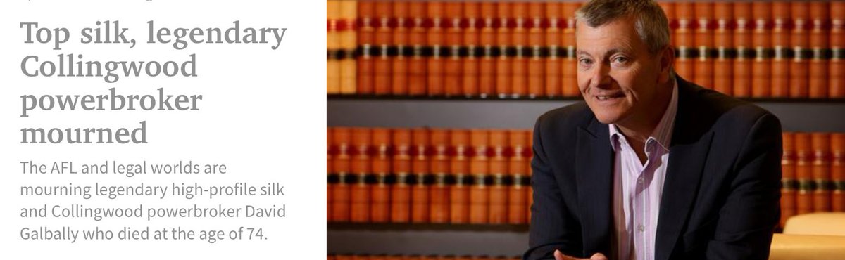 Very sorry to hear about the passing of David Galbally. The KC. The QC. The LLB. The AM. He loved those acronyms, but never took himself too seriously. I loved being in his company. That smile rarely dropped.

Rest well.