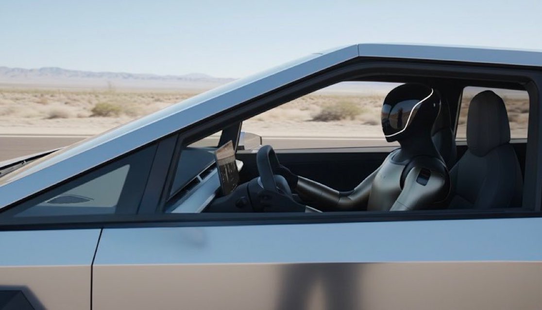 tesla_machan's tweet photo. $TSLA レガシーにはFSDより🤖

イーロンは、オプティマスが「おそらく」あらゆるメーカーの車を運転できるようになるだろうと発言。

まさに “オプティマス運転車” 😂 https://t.co/HPS5qX7RX9