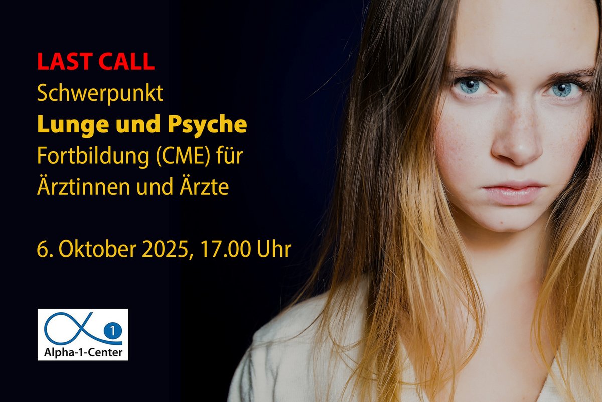 Sichern Sie sich jetzt noch kurzfristig Ihre Teilnahme an der kostenfreien Online-Fortbildung "Chronische #Lungenerkrankungen und die #Psyche" der Alpha-1-Center (alpha-1-center.org). Programm und Anmeldung: t1p.de/fcxk6
